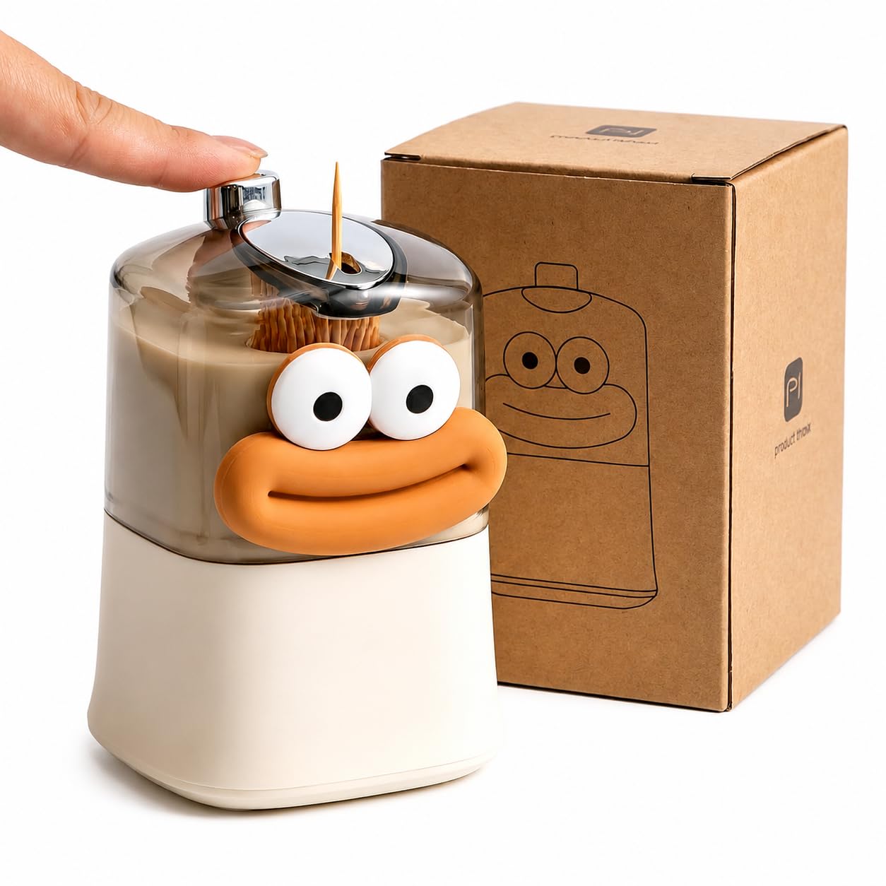 Cartoon Shape Automatic Toothpick Dispenser, Push-On Toothpick Holder, Portable Square Retractable Toothpick Holder, Toothpicks Container for Home, Kitchen & Restaurant